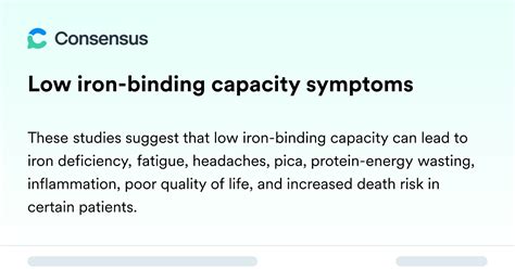 Symptoms Of Low Binding Capacity