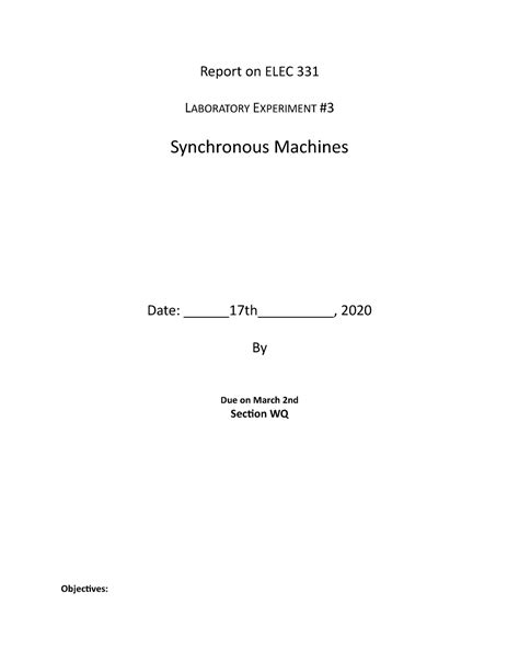 Synchronous Machine Experiment Lab Report