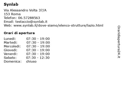 synlab roma via alessandro volta