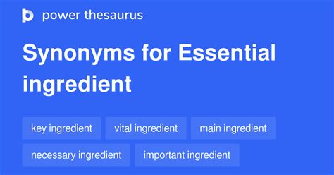 Synonyms For Important Ingredient
