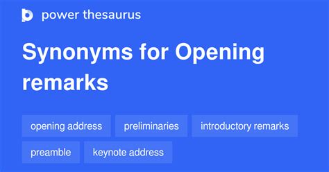 synonyms of opening remarks
