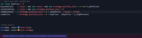 syntax error at input 'end of line without line continuation'
