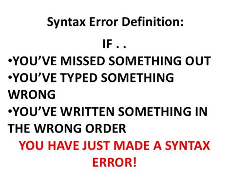 syntax error english example
