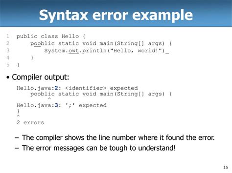 syntax error in java example