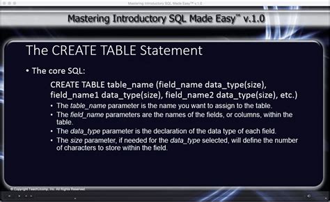 syntax error in sql statement create table h2