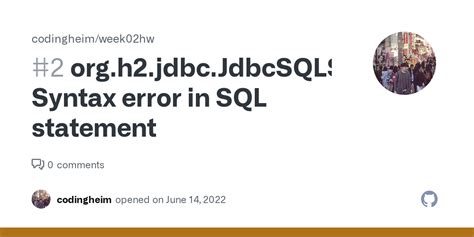 syntax error in sql statement h2