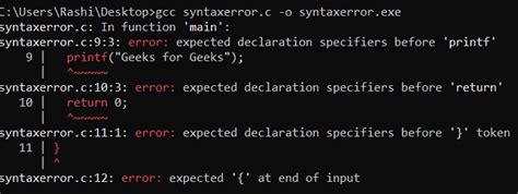 syntax error logical error and runtime error in c