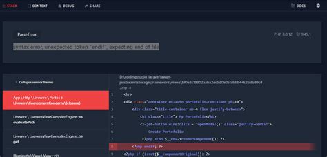 syntax error unexpected token public expecting end of file laravel