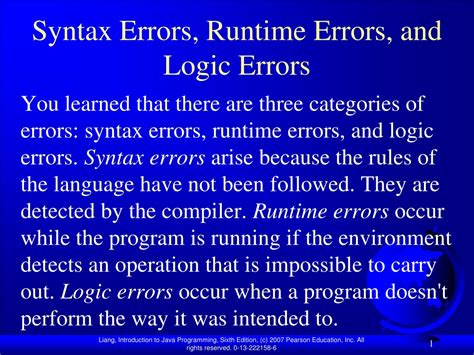 syntax errors logical errors and run time errors