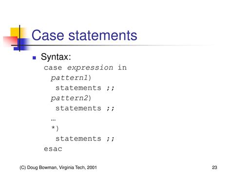 syntax for case statement in shell script