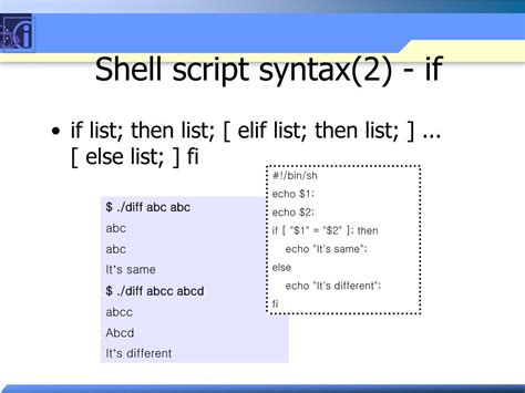 syntax of if statement in shell script