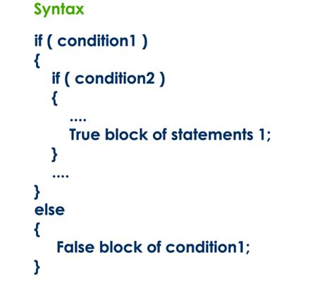 syntax of nested if statement