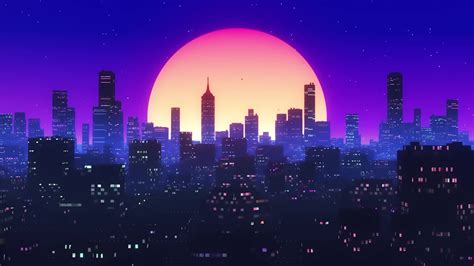 synthwave city wallpaper