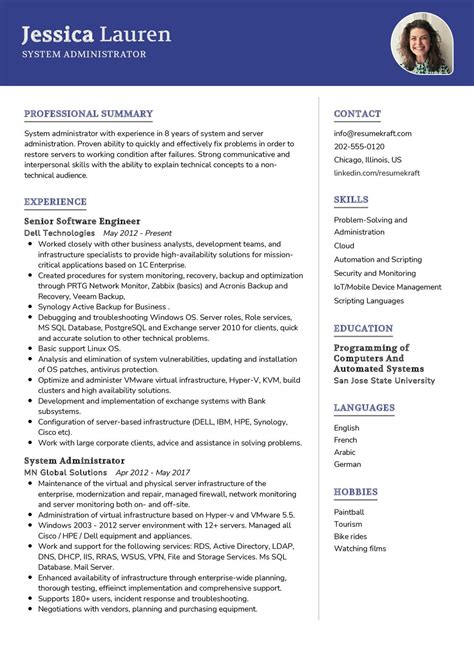 system admin cv format