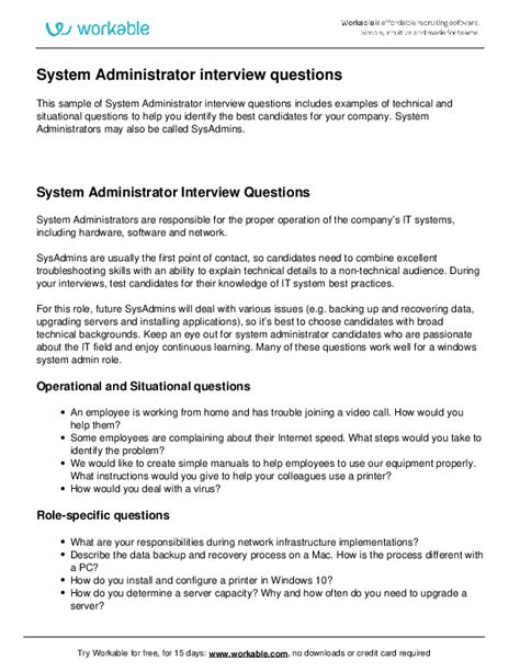 system admin job interview questions