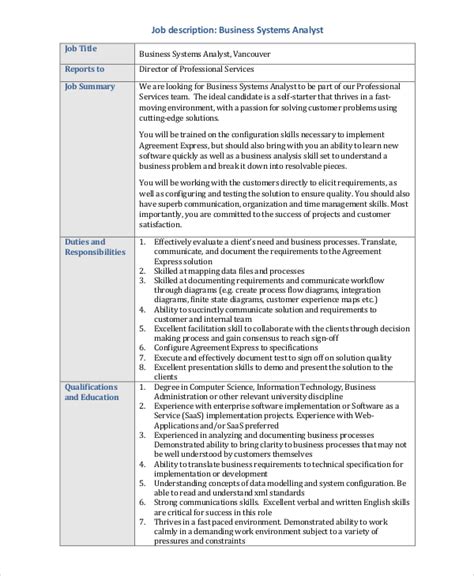 system analyst developer job description
