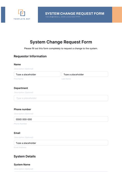 system change request form template