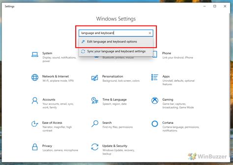 system language settings windows 10