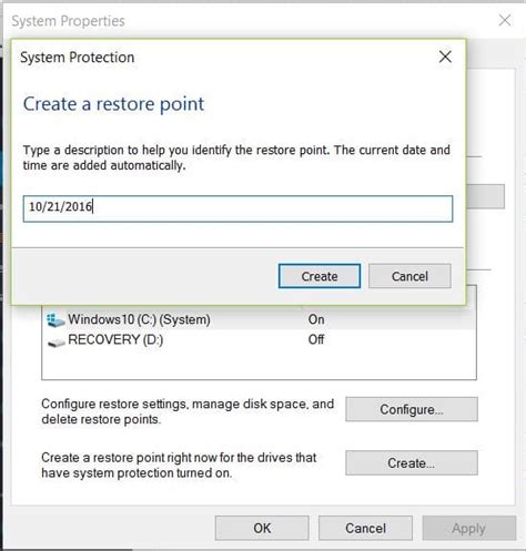 system restore point dates