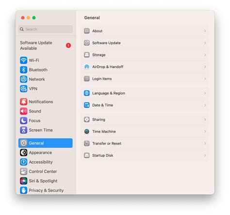 system settings