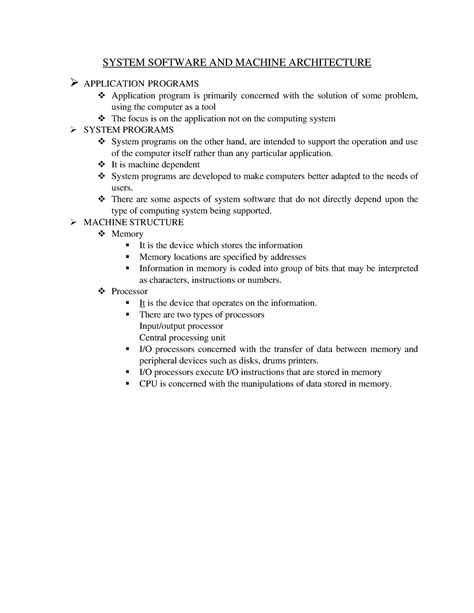 system software and machine architecture notes