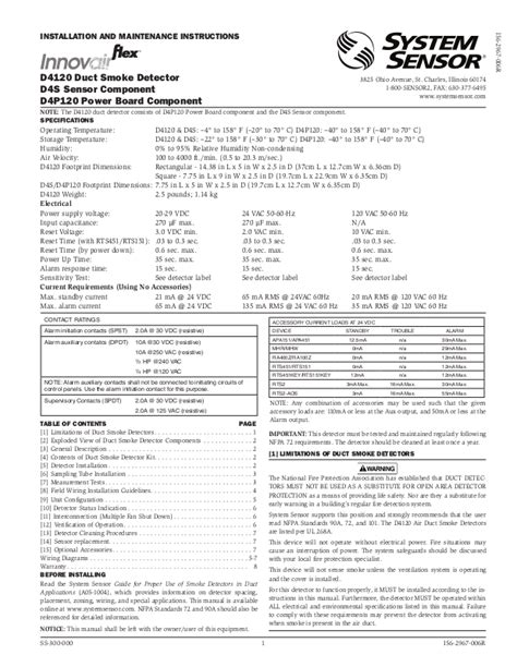 System Sensor Duct Smoke Detector D4120