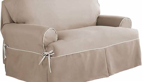 Sure Fit Stretch Pinstripe T-Cushion Two Piece Loveseat Slipcover