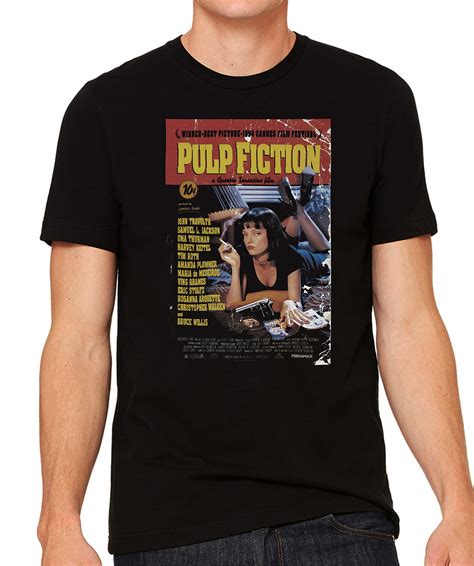 Pulp Fiction TShirt Graphic Printed Top Tee for Men Black s Amazon.co