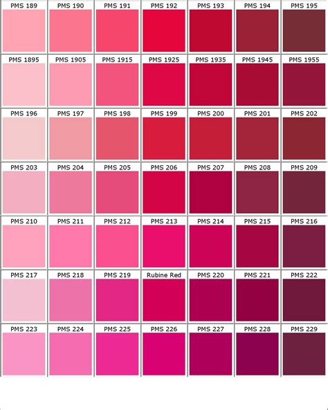 tabela de tons de rosa