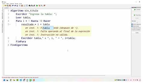 Programacion PSEINT Tablas de multiplicar AINTE - YouTube