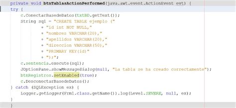 Tabla Java Mysql