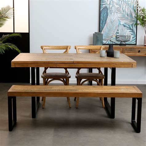 Table à manger industrielle atelier bois recyclé 6 tiroirs Made in