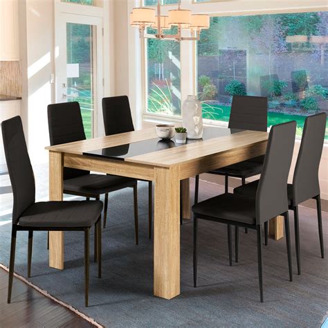 Table à manger industrielle bois imitation hêtre 160 cm PHOENIX ID