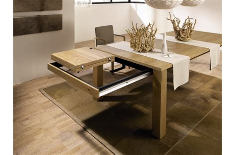 Table à Rallonge Moderne Blanche & Bois Effet 3D pour salle à manger