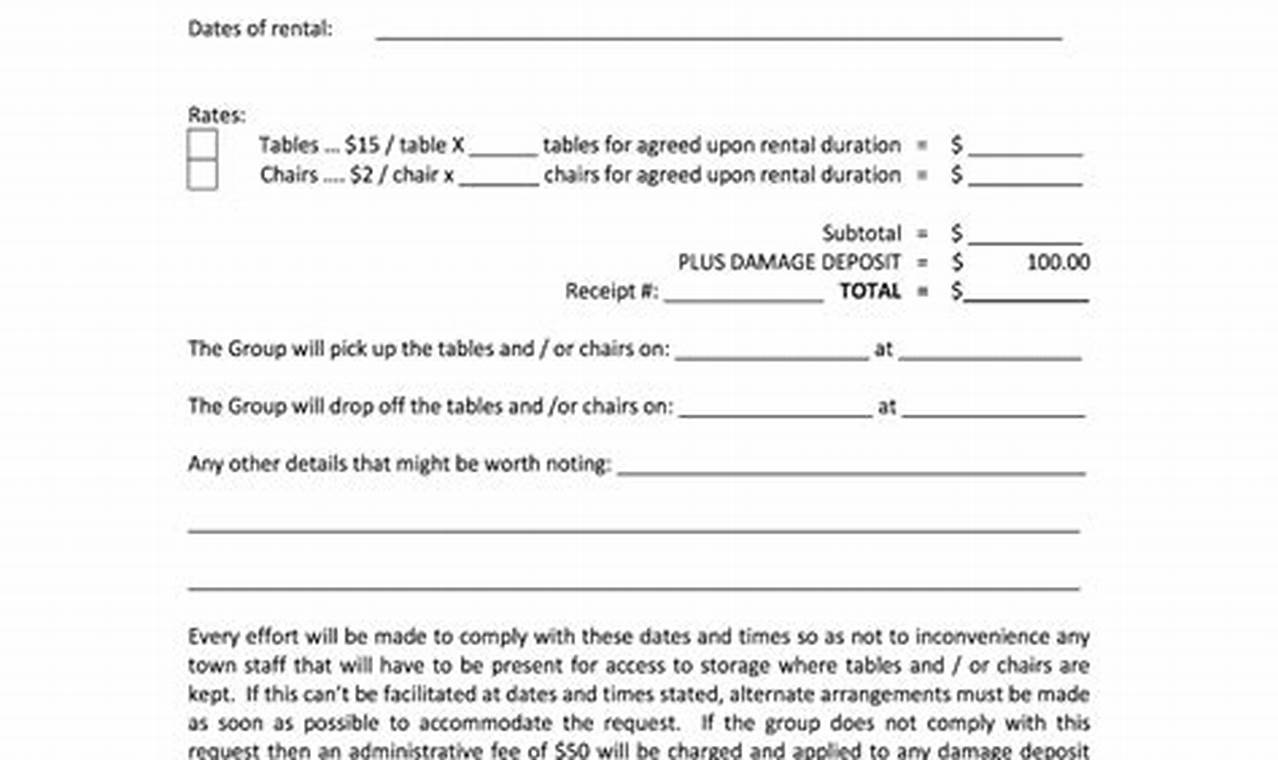 Table and Chair Rental Agreement Template for Seamless Events