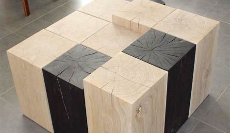 Des Cubes En Chene Rassembles Pour Former Une Table Basse Leroy Merlin