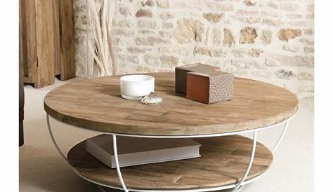 Table Basse Ronde Bois Pied Blanc 100cm Tinesixe So Inside