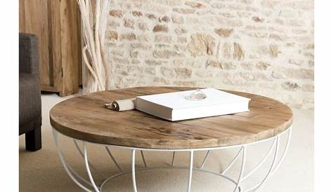 Table Basse Ronde Blanche Pied Bois Blanc 100cm Tinesixe So Inside