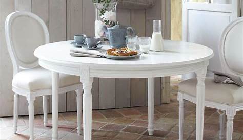 Table Blanche Ronde Extensible Avec Pieds En Hêtre