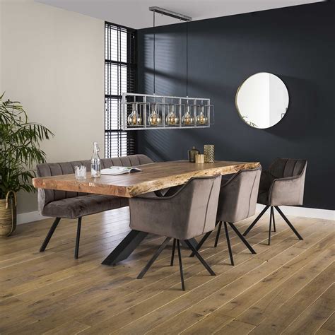 Table à manger bois massif et métal noir / Rectangulaire pour salle à