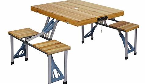 Table Camping Bois BOIS FLOTTE + 2 Bancs Trigano