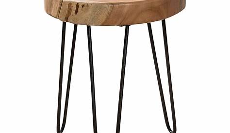 Table d'appoint ronde bois d'acacia métal TRIBECA Bouts