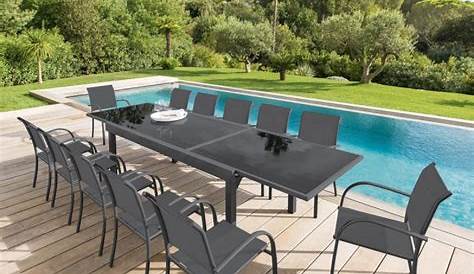 Ensemble table de jardin extensible en aluminium Moniga 12