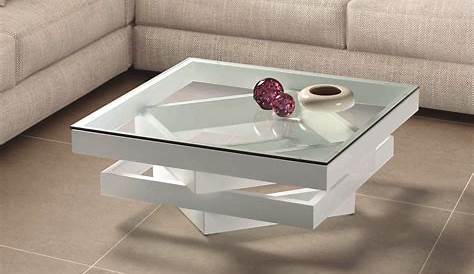 Table Basse en Verre et Pied en Bois Style Moderne Table