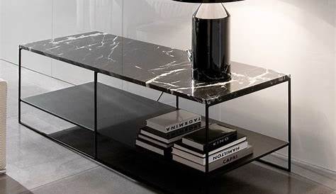 Tables basses Naos en verre effet marbre noir (lot de 2)