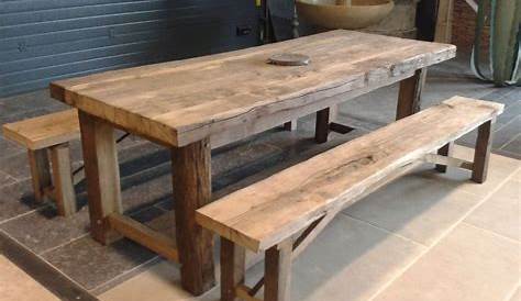 Table en bois avec banc exterieur Menuiserie