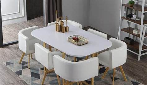 SOLIS Ensemble table à manger + 4 chaises en simili gris