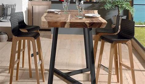 High Top Kitchen Table Set Table Haute De Cuisine En Bois Massif