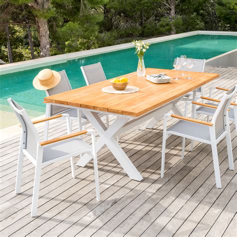 Table de jardin extensible 12 places Aluminium effet bois Murano (320 x