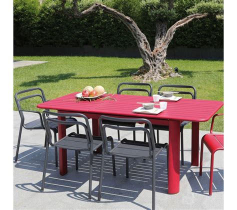 Table de jardin pliante carrée Métal Greensboro (70 x 70 cm) Rouge